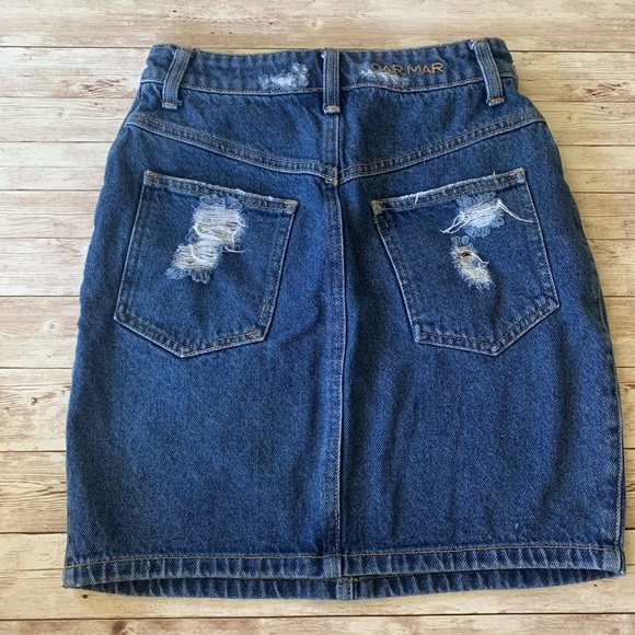 LF Carmar High Rise Distressed Jean Denim Skirt - Picture 5 of 9